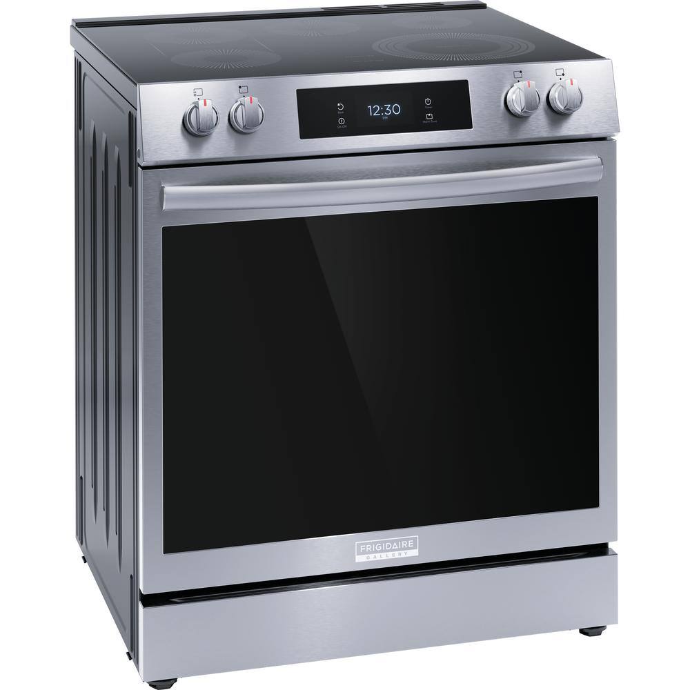 FRIGIDAIRE GALLERY 30 in. 6.2 cu. ft. 5 Element Slide-In Electric Range with Total Convection and Air Fry in Smudge Proof Stainless Steel GCFE3060BF