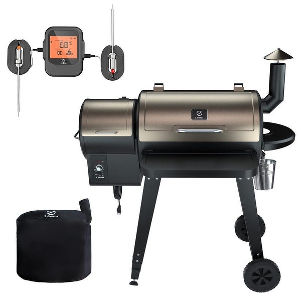 Z GRILLS Wood Pellet Grill Smoker with Wireless Meat Probe Thermometer