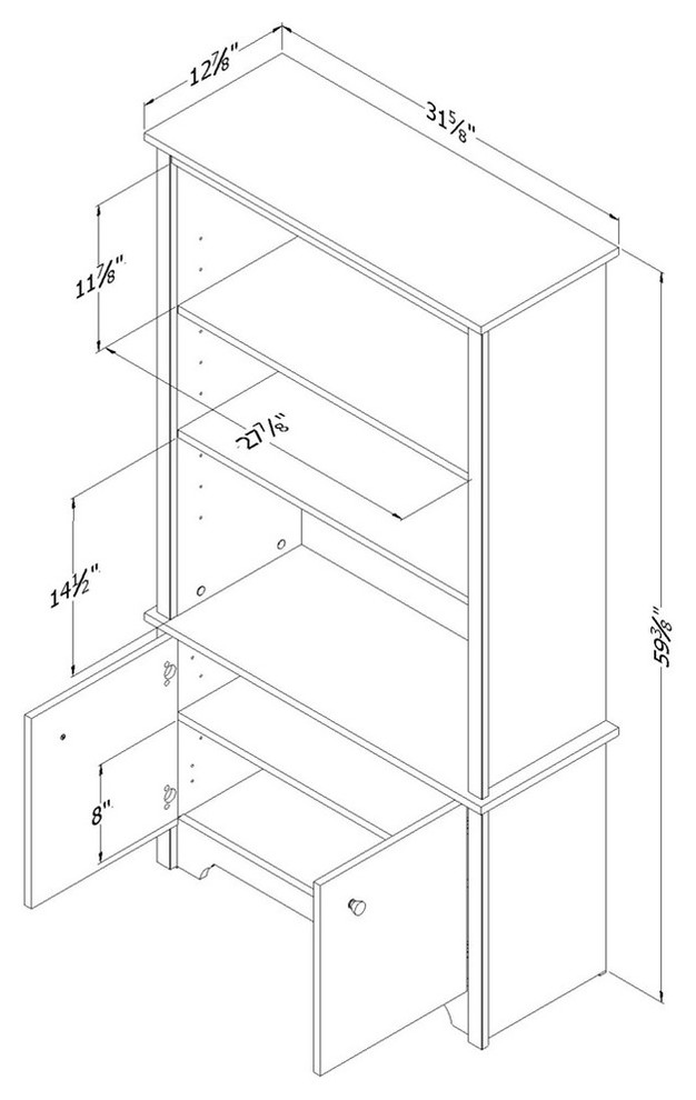 South Shore Vito 3 Shelf Bookcase With Doors  Pure Black   Transitional   Bookcases   by Homesquare  Houzz