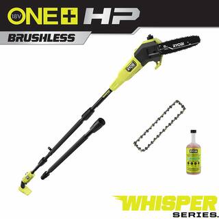 RYOBI ONE+ HP 18V Brushless Whisper Series 8 in. Cordless Battery Pole Saw (Tool Only) with Extra Chain  Bar and Chain Oil P2508BTL-CMB1