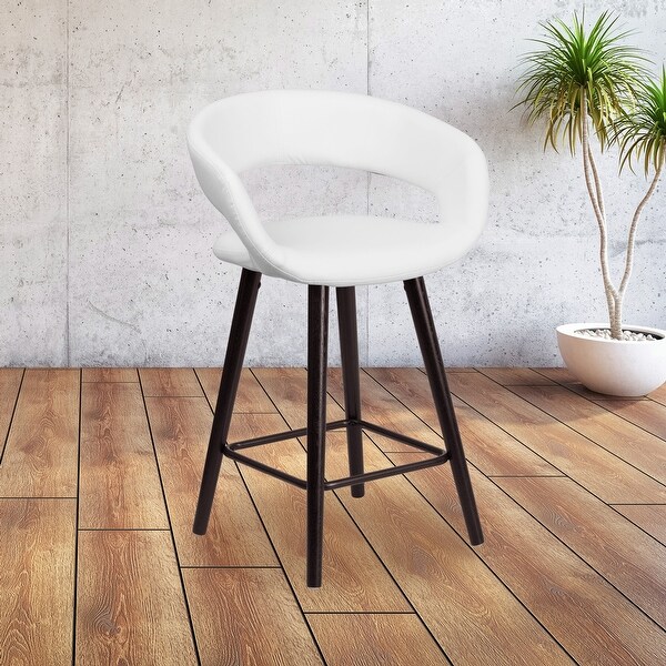 Brynn Series 23.75'' High Contemporary Cappuccino Wood Counter Height Stool in Brown Vinyl