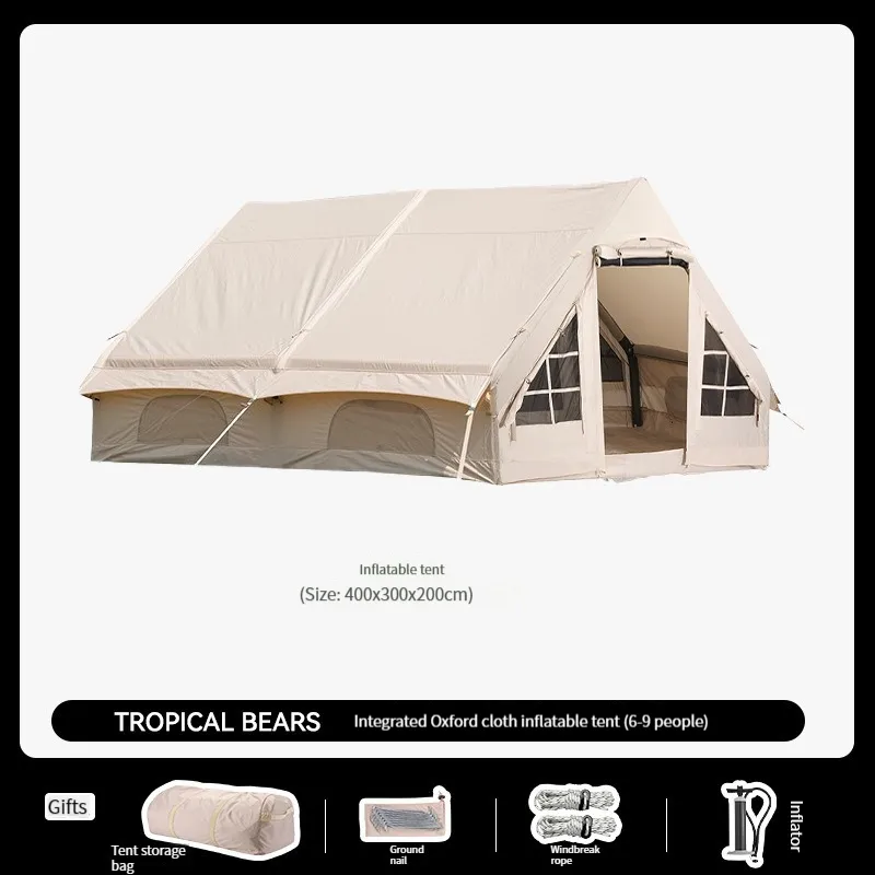 Inflatable Camping Tent with Pump Outdoor Fully Automatic Multi person Rainproof Oversized Exquisite Camping Tent