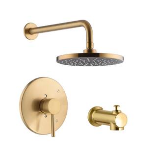 Ultra Faucets Kree Single Handle 1-Spray Tub and Shower Faucet 1.8 GPM with Pressure Balance in. Brushed Gold (Valve Included) UF78308R