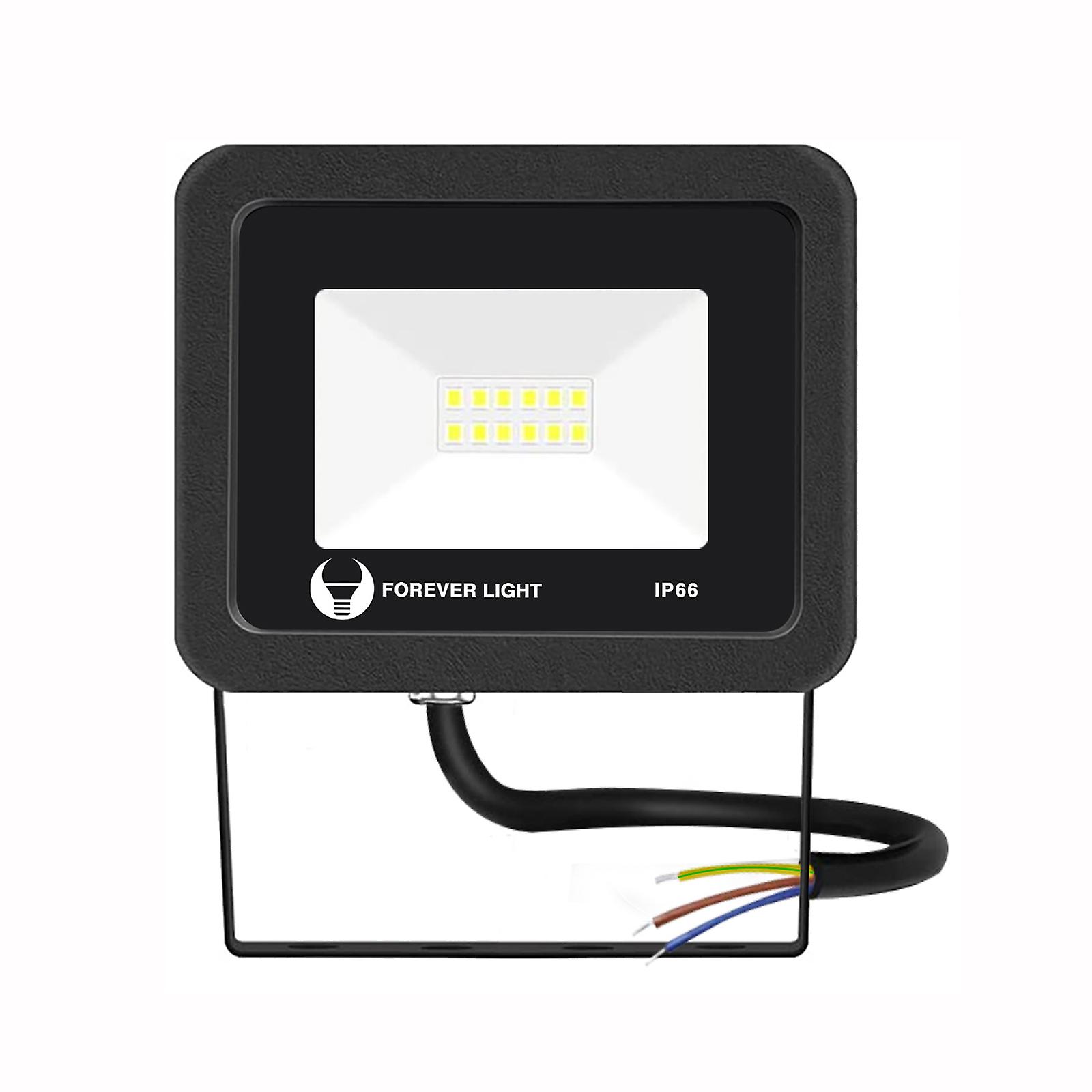 LED Floodlight 10W with White Light 4500K IP66 Waterproof Black