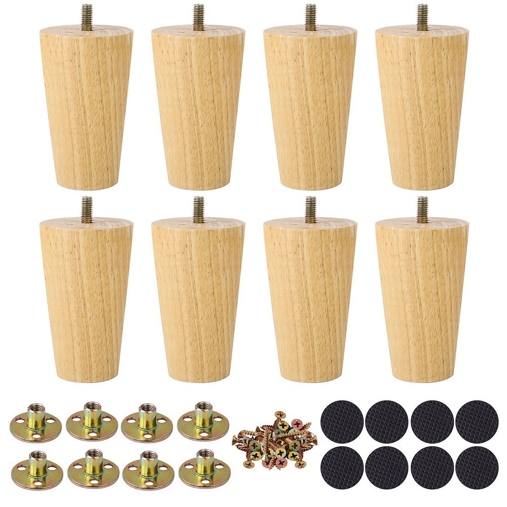 Wood Furniture Legs 8Pcs， Wood Color Replacement Feet for Sofa Couch