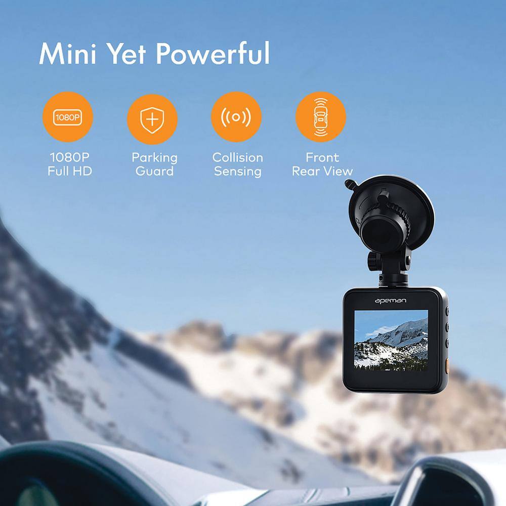 apeman Cube Front and Rear Dash Cams with 170 Field of View and 1080p720p HD C420D