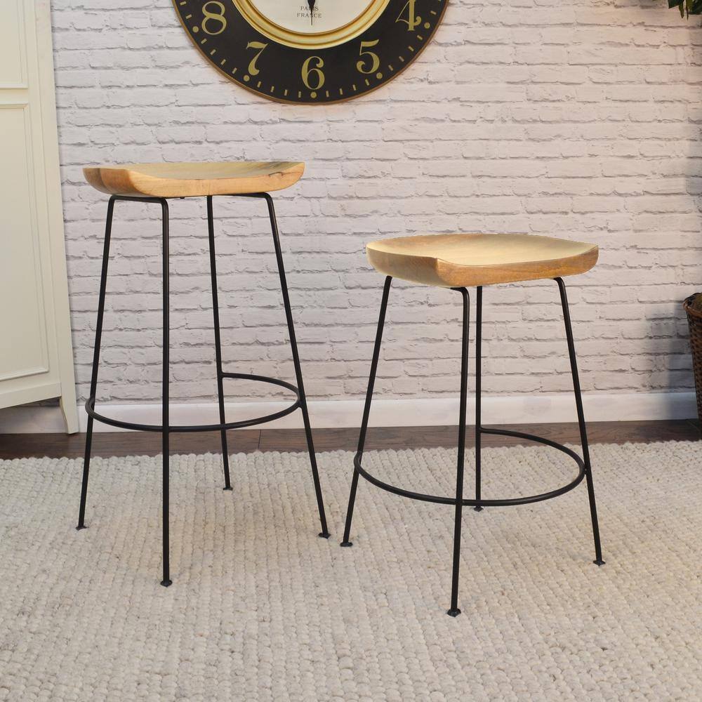 Carolina Cottage Diya 30.5 in. Natural Stationary Stool (Set of 2) CF2430NMNGTBK