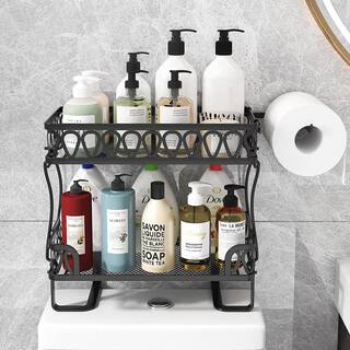 11.8 in. W x 6.1 in. D x 14 in. H Shower Baskets for Bathroom 2-Tier Storage Organizer in Black W-MAD-52