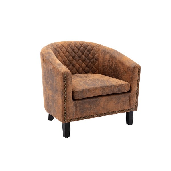 accent Barrel chair living room chair with nailheads and solid wood legs