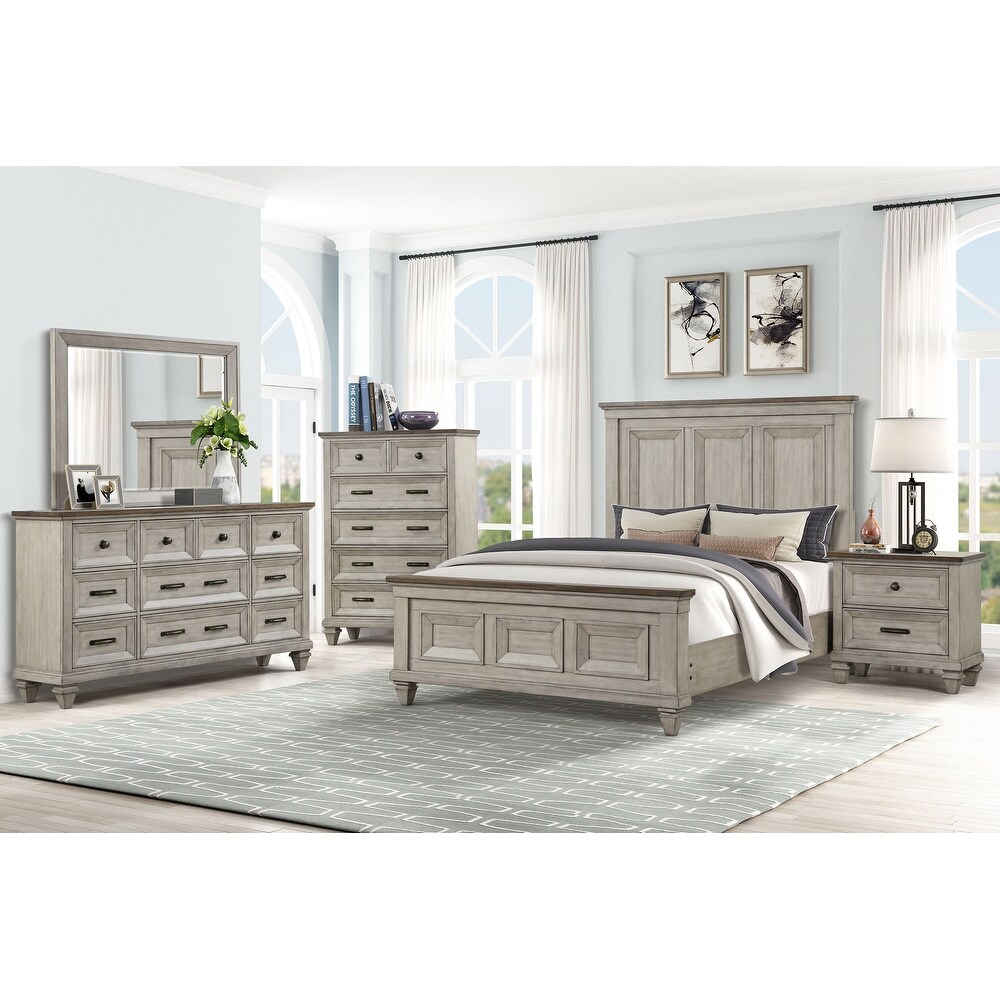 New Classic Furniture Mecklin Cream and Brown 4 Piece Bedroom Set with Chest