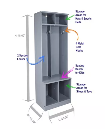 RBO LLC LITTLE PARTNERS 2-Cubby Kids Locker