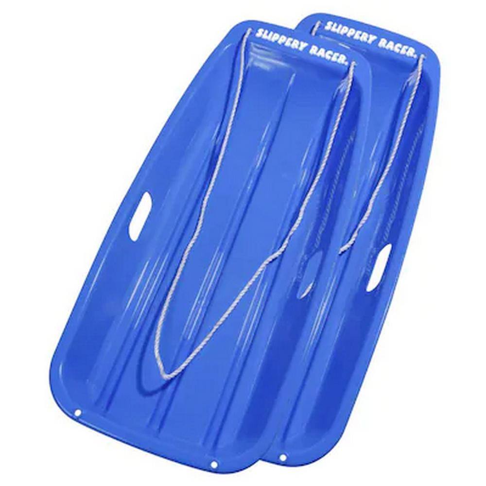 Ejoy 35 in. x 18 in. x 4 in. Downhill Winter Toboggan Snow Sled with Rope (Blue 2-Piece) SnowSled35x18x4_Blue_2pc