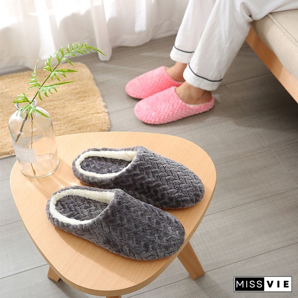 New Jacquard Japanese Style Soft Bottom Mute Suede Slippers Non-Slip Wooden Floor Indoor Cotton Slippers