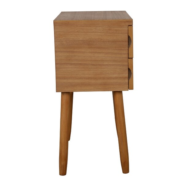 Trenton 2 Drawer Wood and Rattan Side Table