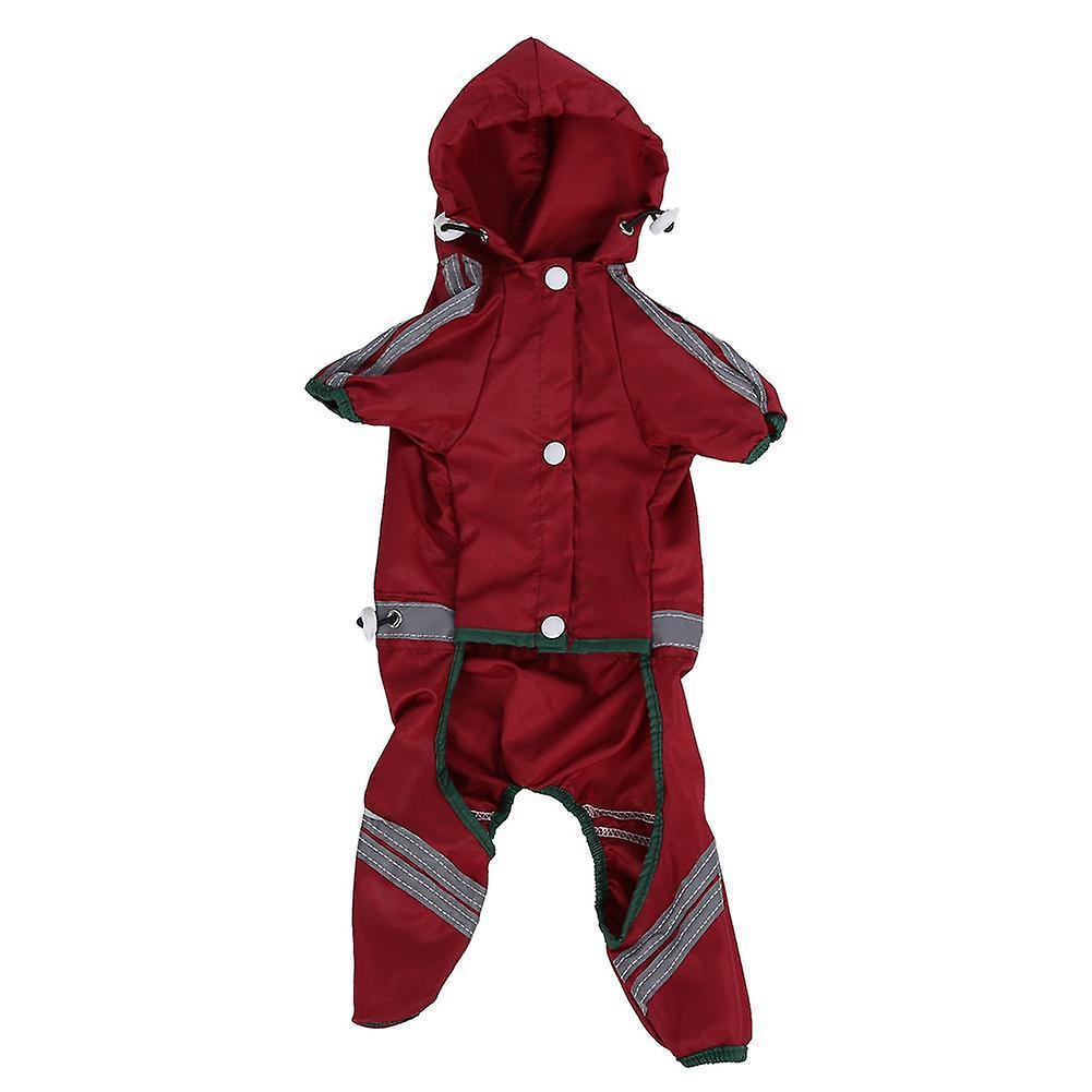 Pet Raincoat Waterproof Jacket Dog Teddy Puppy Chihuahua Hood Outdoor Clothes (Red XL)