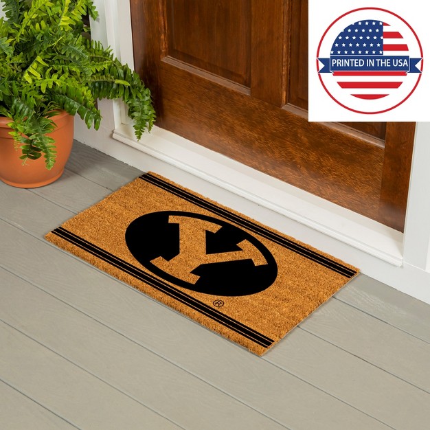 Evergreen Brigham Young University Logo Turf Mat Brown 28 X 16 Inches Indoor Outdoor Doormat