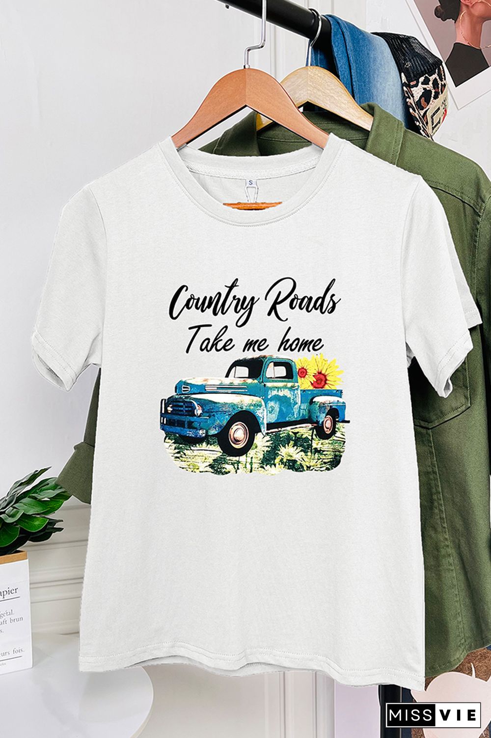 Country Road Take Me Home Print Short Sleeve Graphic Tee Wholesale