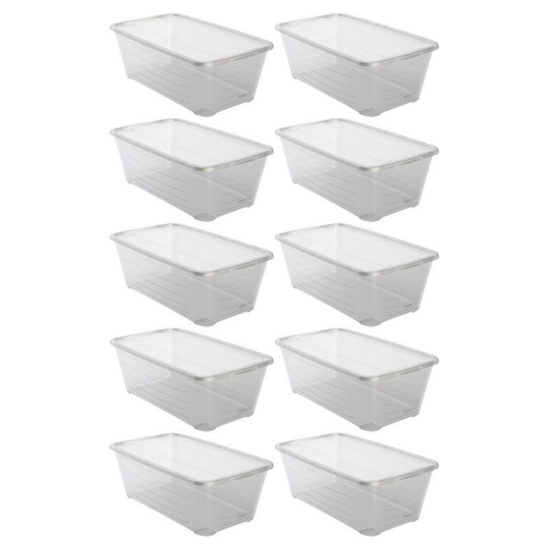 Life Story 6L Shoe and Closet Storage Box Stacking Containers， Clear (10 Pack)