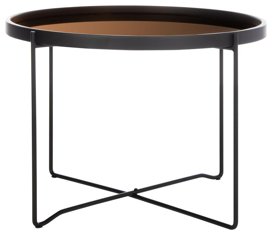 Ruby Medium Round Tray Top Accent Table  Black/Rose Gold   Transitional   Side Tables And End Tables   by HedgeApple  Houzz