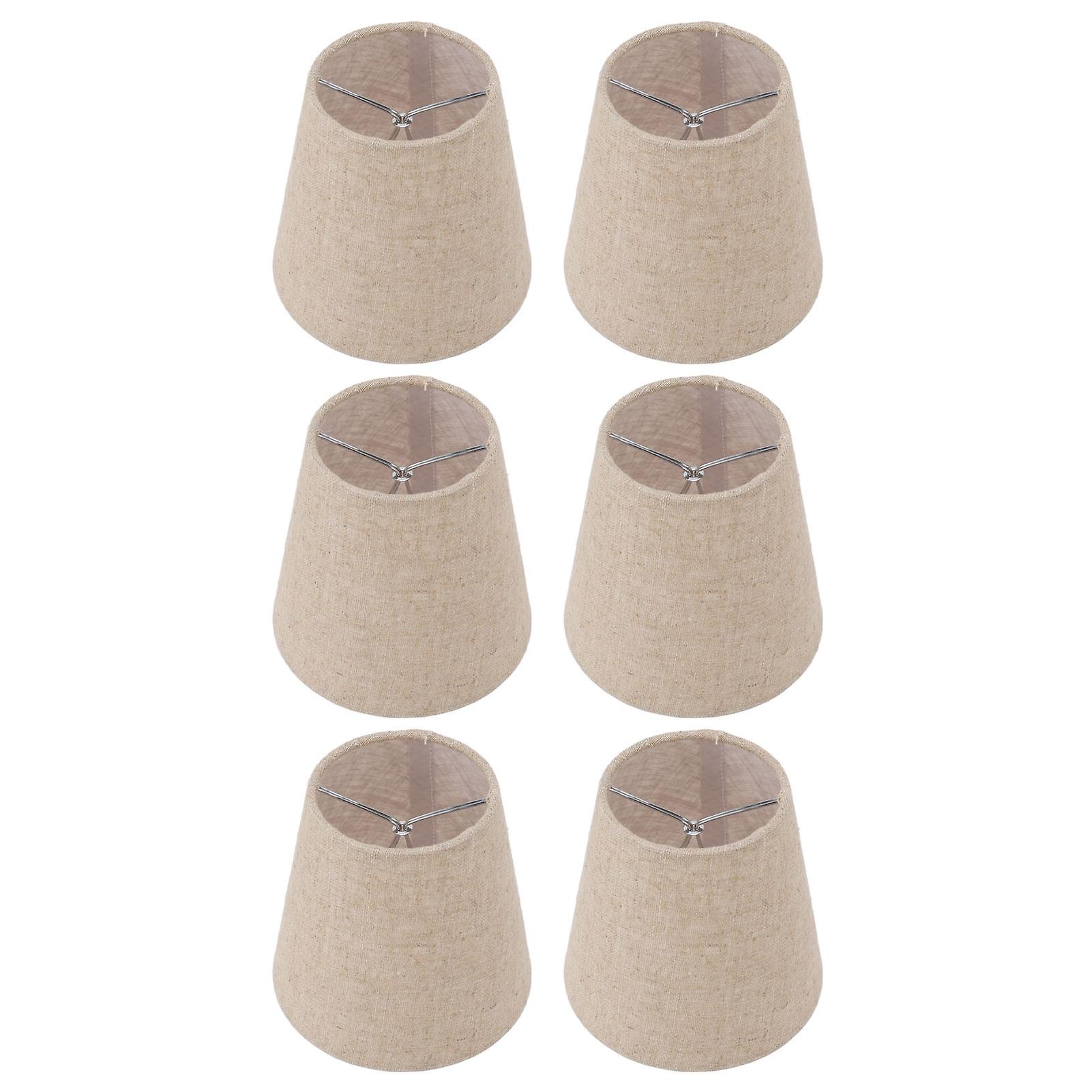 6Pcs Small Lamp Shade Clip On Drum Linen Fabric Lampshade for Candle Bulbs Lighting Accessories