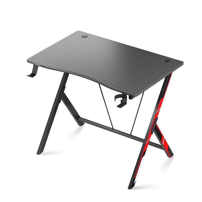 MOTPK 31 Inch Wide Space Saving Carbon Fiber Computer PC Gaming Desk， Black