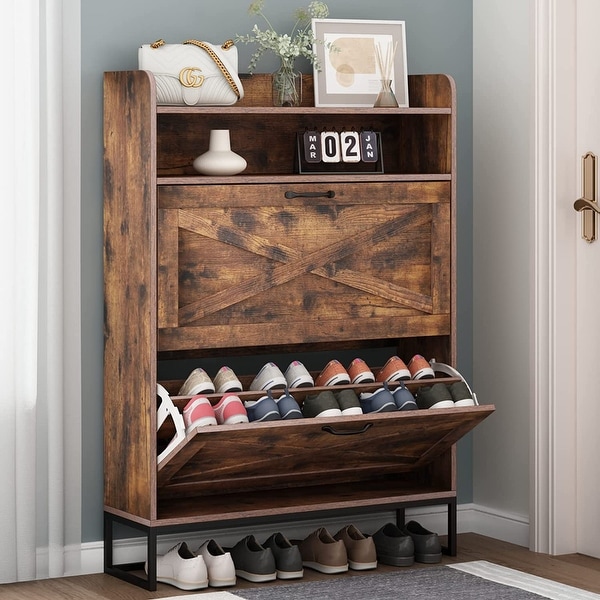 Auromie Freestanding Shoe Storage Cabinets Rustic - - 37764722