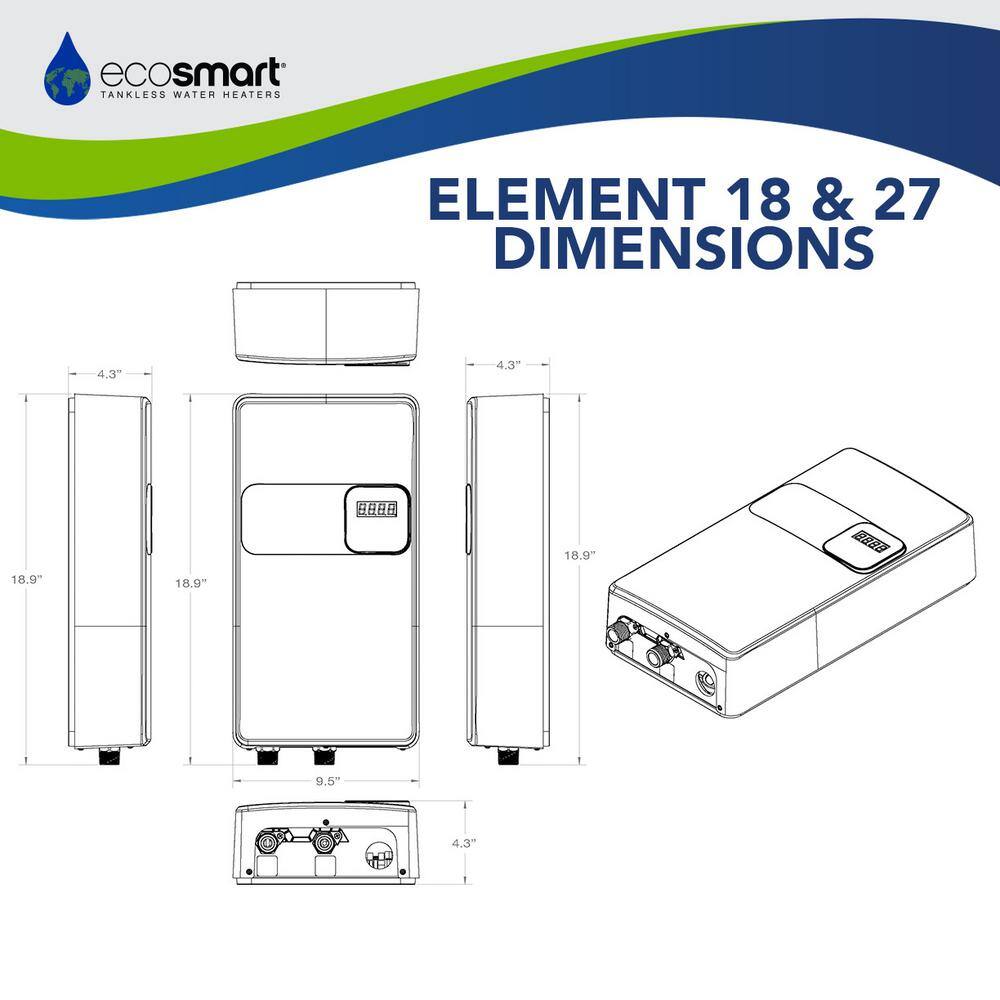 Element 27 On Demand 6.6 GPM Residential Tankless Electric Water Heater ECOS 27