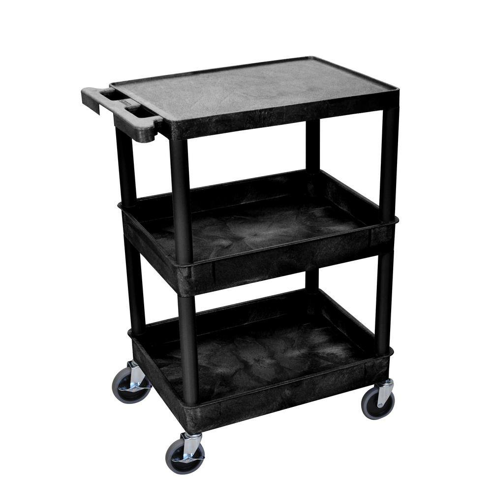 Luxor STC 24 in. 3-Shelf Utility Cart in Black STC211-B