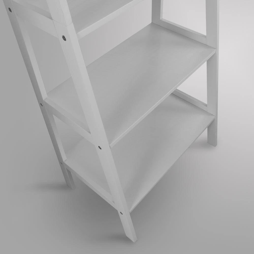 Casual Home 72 in. White New Wood 5-Shelf Ladder Bookcase with Open Back N176-51