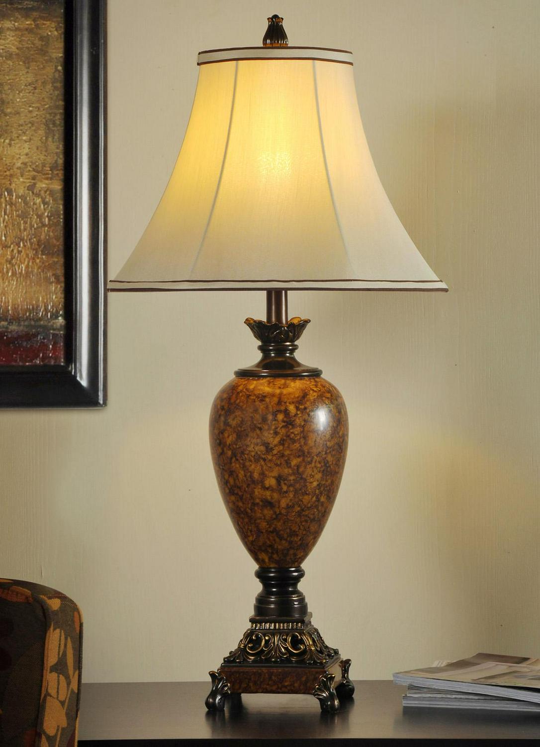 Trieste Table Lamp  Marble Finish  Taupe Fabric Shade