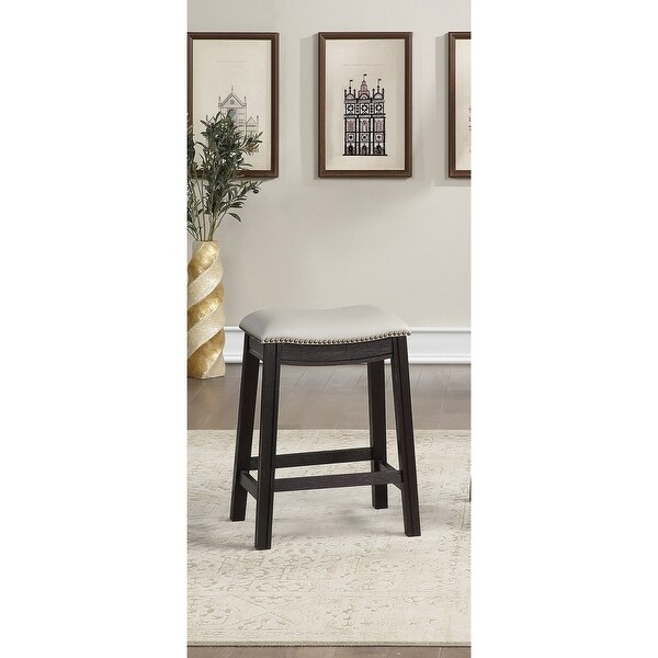 Grey PU Upholstery Bar Stool， Set of 2