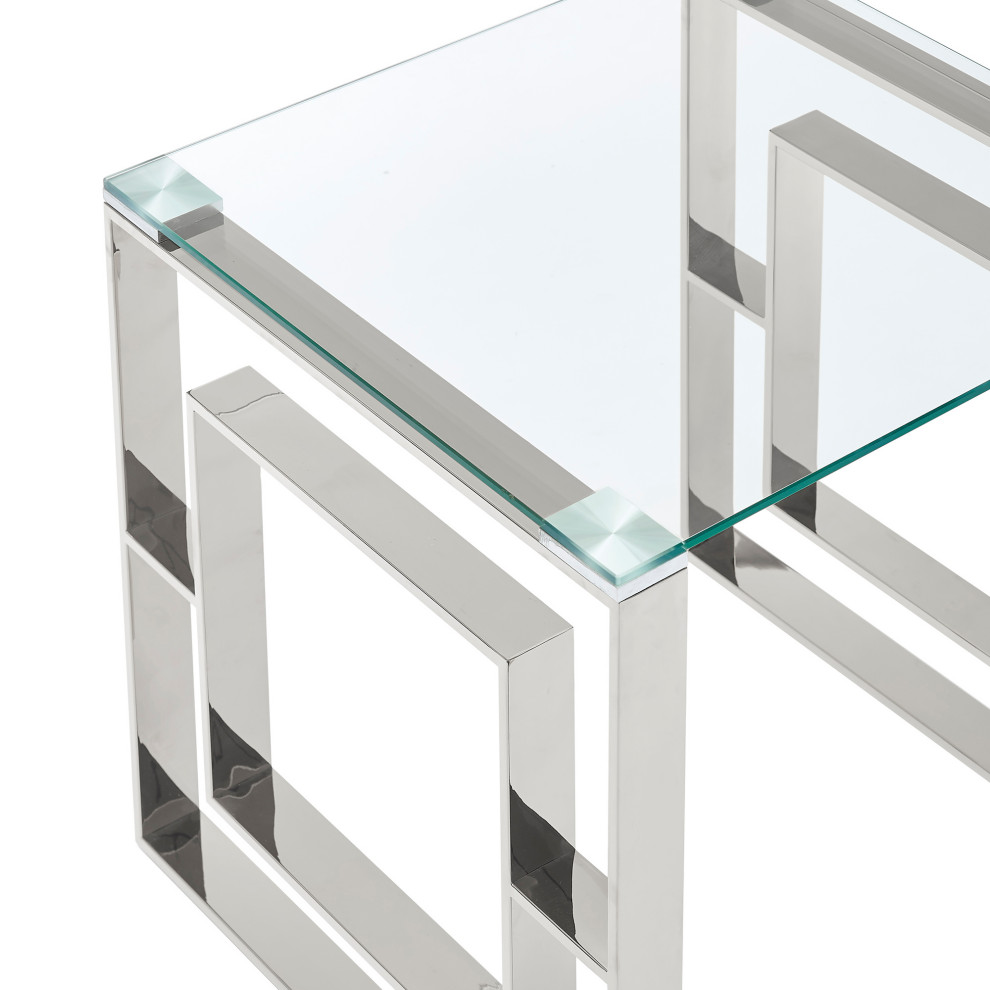 Contemporary Stainless Steel and Glass Accent Table   Contemporary   Coffee And Accent Tables   by WHI  Houzz