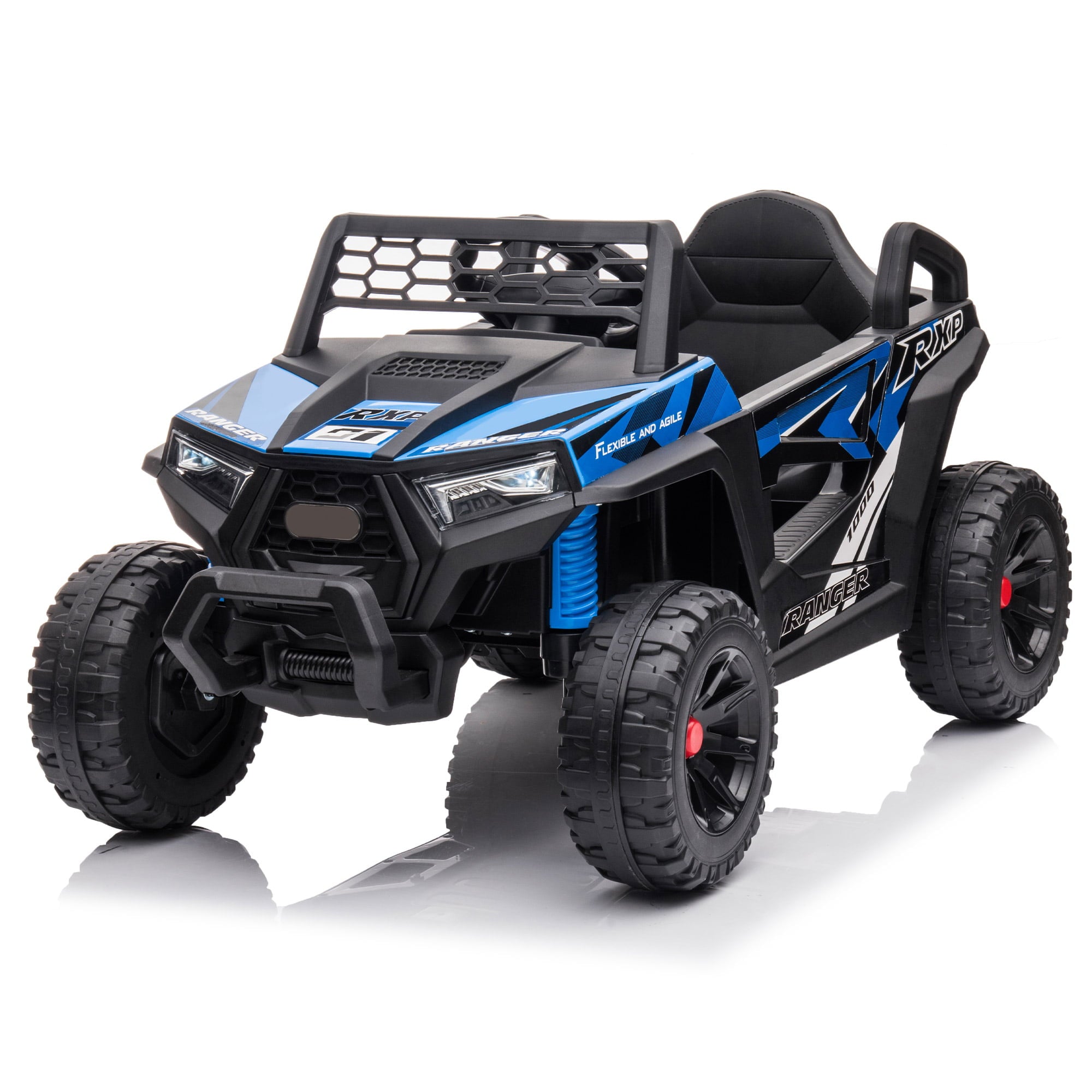 YOMYM Atv Ride Ons for Boys, Kids Powered Ride On Car for Ages 3 to 6 Years Old,  Kids Ride On UTV with Front LED Lights-Blue