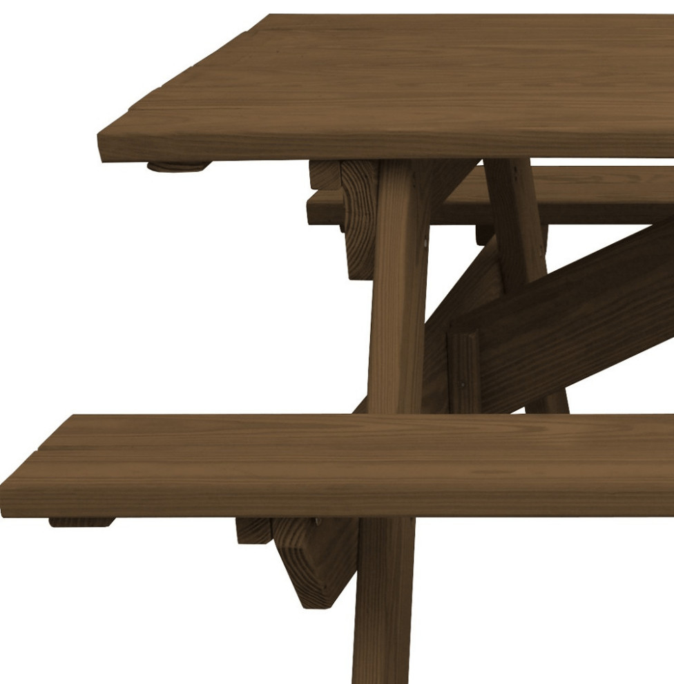 Wood Brown Solid Wood Outdoor Picnic Table   Outdoor Dining Tables   by HomeRoots  Houzz