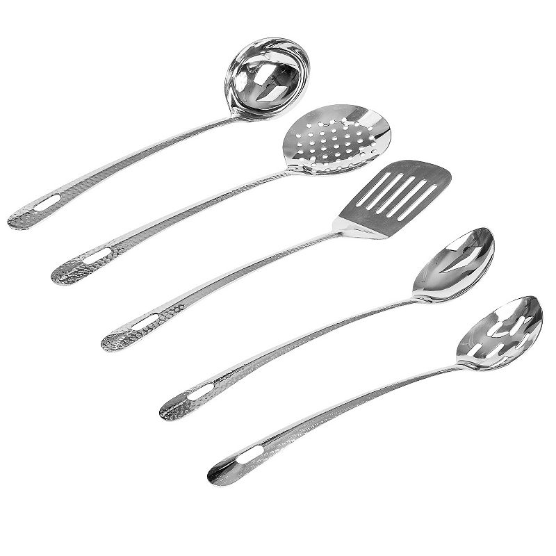 Premium 5-Piece Stainless Steel Supreme Hammered Kitchen Utensils Set