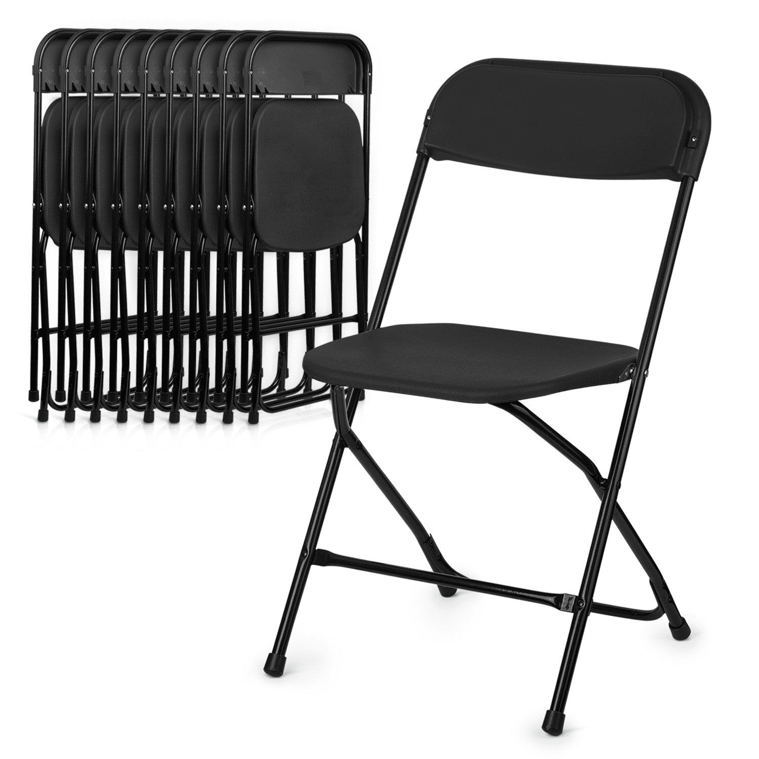 Magshion 10 Pack Plastic Foldable Stackable Chairs, for Indoor Outdoor Patio Garden Wedding Party Event Seat, Black