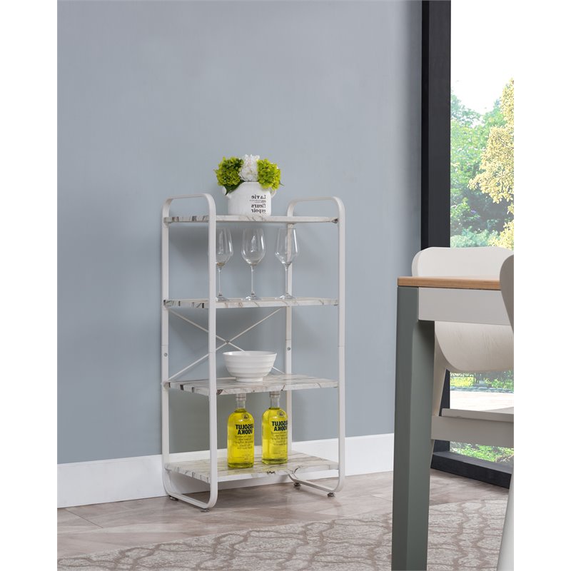 Pilaster Designs Liese 4-tier Transitional Metal Kitchen Bakers Rack in White