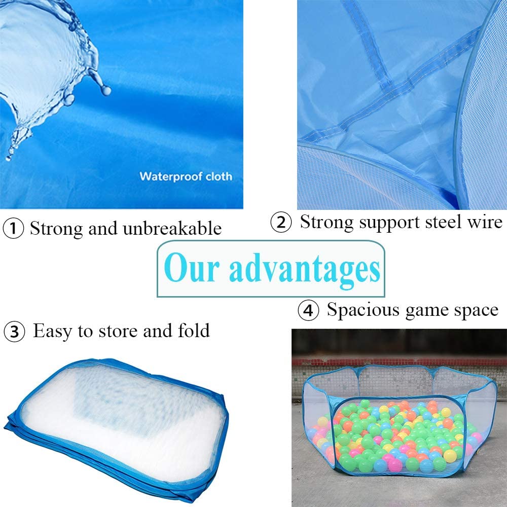 Small Animals Cage Tent， Breathable and Transparent Reptiles Cage， Folding Exercise Playpen Pop Open Outdoor/Indoor Portable Fence with Chewing Toys for Guinea Pig Hamster Rabbit Rat Gerbils