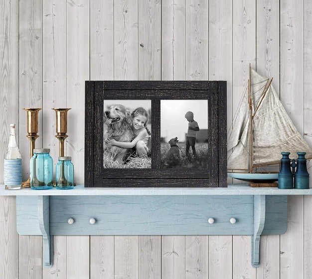 Americanflat Rustic Collage Picture Frame With Polished Glass Horizontal And Vertical Formats For Wall And Tabletop