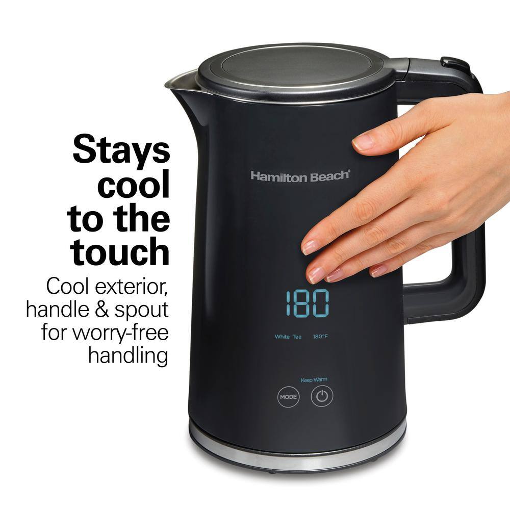 Hamilton Beach 7-Cup Black Corded Electric Kettle with Cool Touch 41033