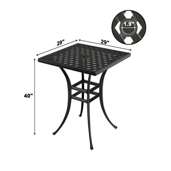 Square Outdoor Table Bar Stool 29in W x 29in L with Umbrella Hole