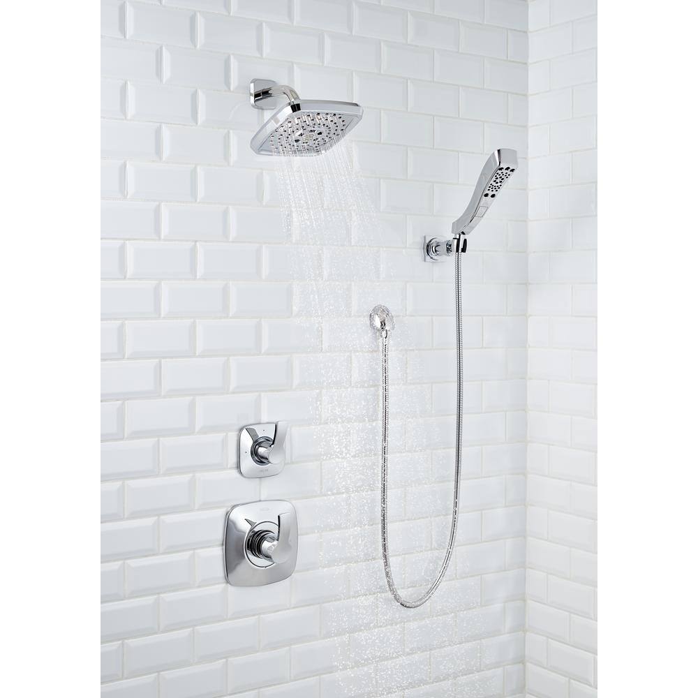 Delta 4-Spray Patterns 1.75 GPM 2.38 in. Wall Mount Handheld Shower Head with H2Okinetic in Chrome 55552