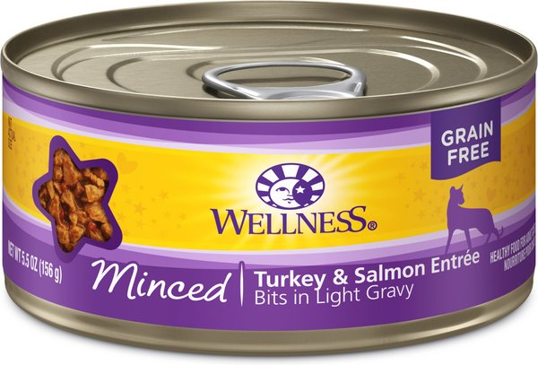 Wellness Minced Turkey and Salmon Entree Grain-Free Canned Cat Food