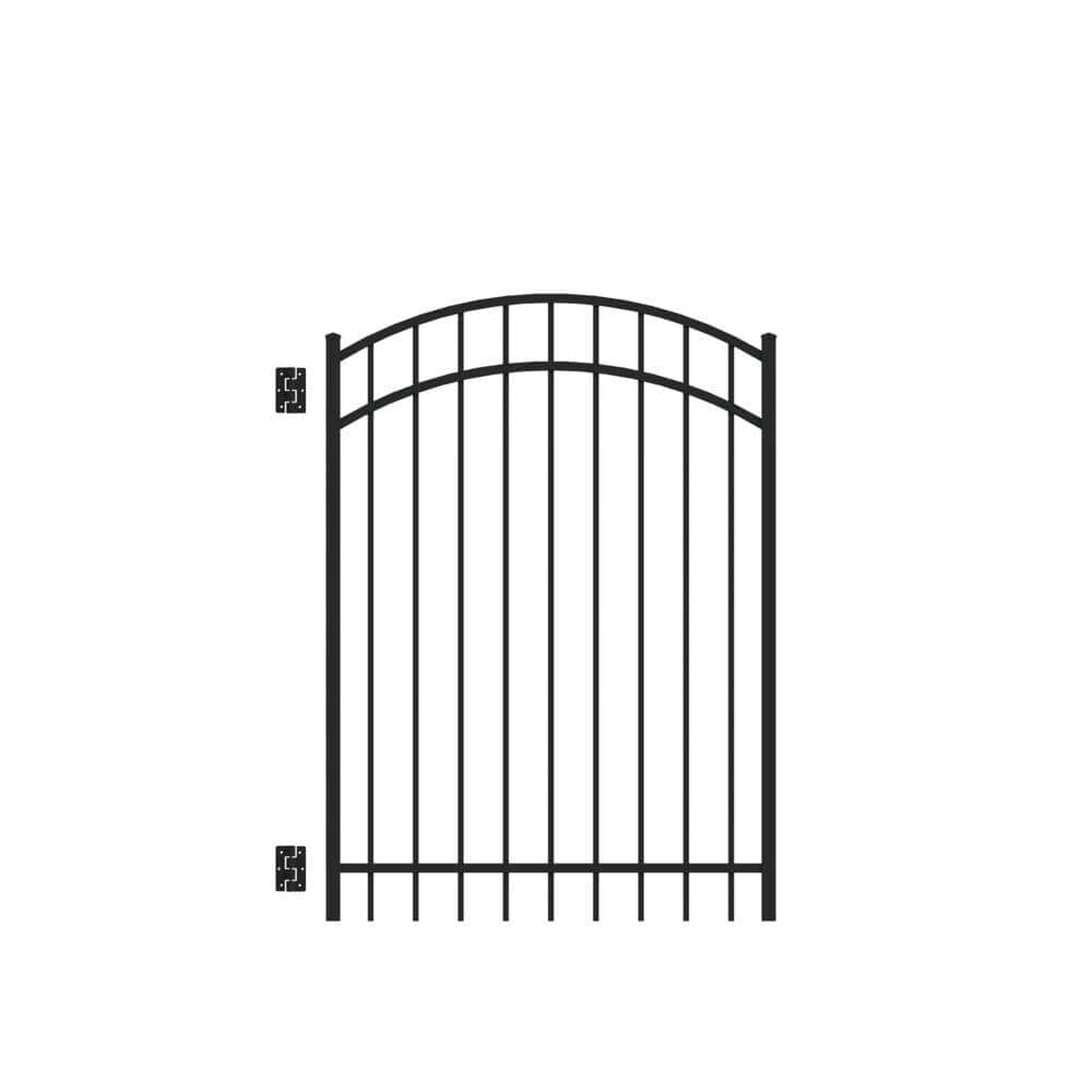 Barrette Outdoor Living Natural Reflections 4 ft. W x 5 ft. H Black Standard-Duty Aluminum Arched Pre-Assembled Fence Gate 73009474