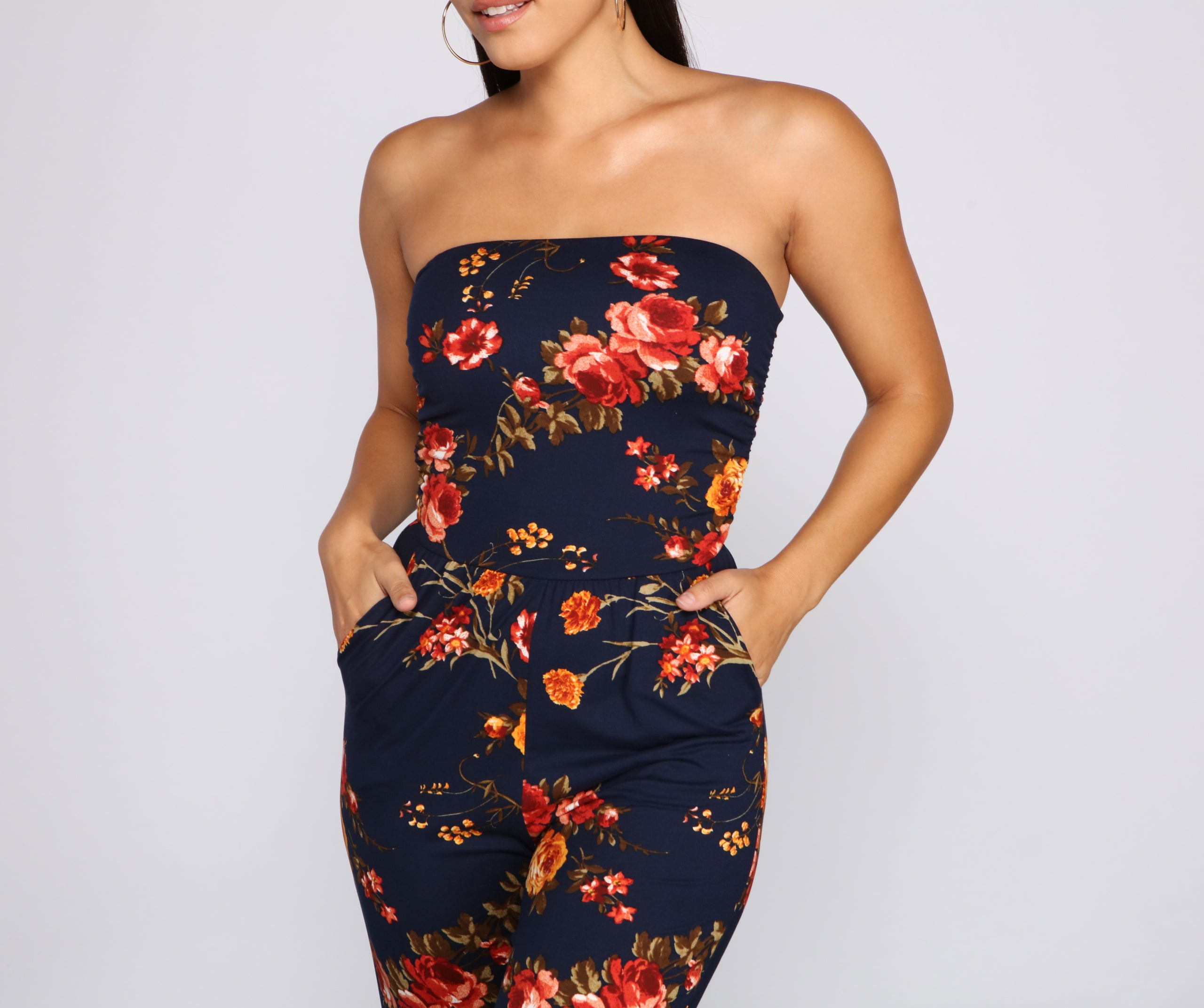 Medallion Marvel Strapless Jumpsuit