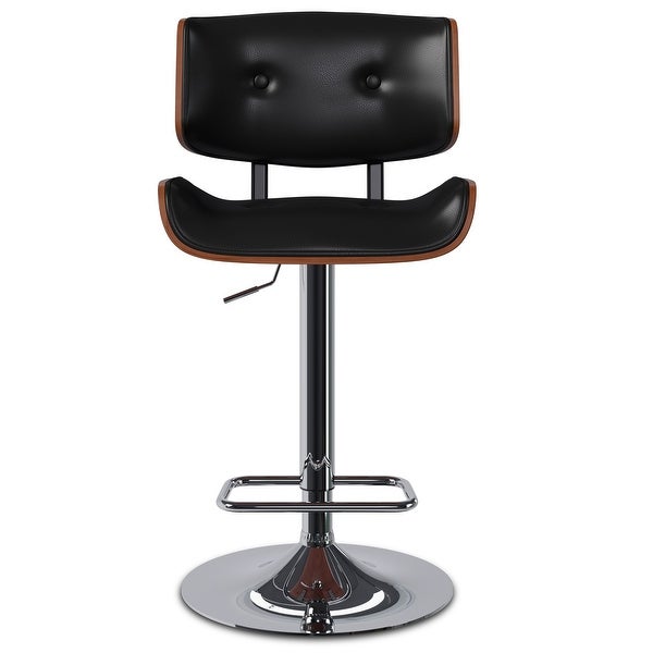 WYNDENHALL Mountclair Contemporary Adjustable Swivel Bar Stool in Black Vegan Faux Leather - 18.5