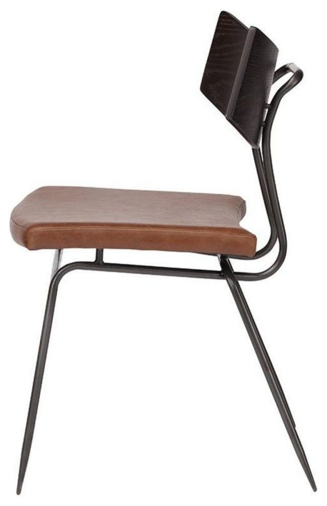 Soli Dining Chair Seared/Black Leather   Industrial   Dining Chairs   by Old Bones Co.  Studios  Houzz