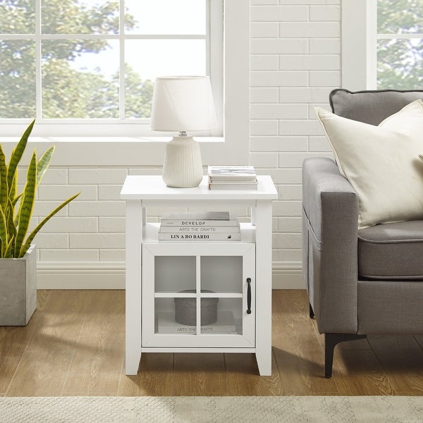 Middlebrook Windowpane-Glass Door Side Table