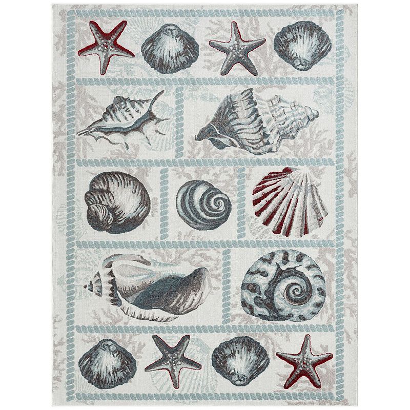 Home Dynamix Marine Sea Shells Coastal Starfish Indoor Outdoor Area Rug