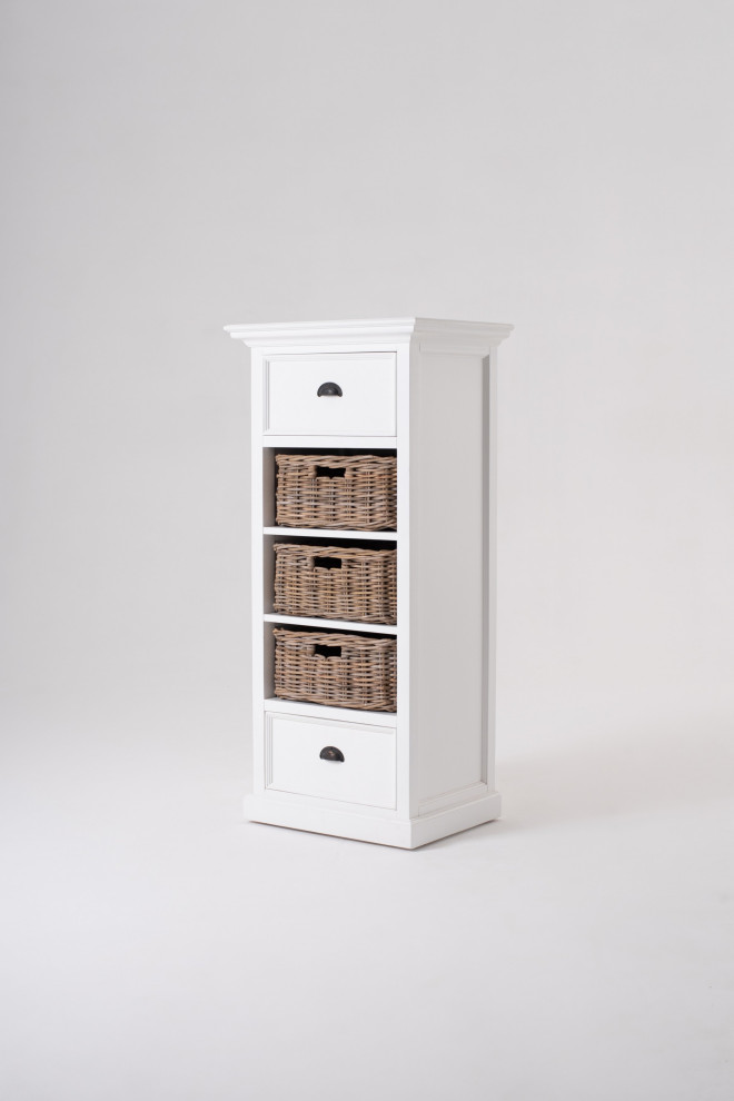 Classic White Storage Cabinet With Basket Set   Traditional   Accent Chests And Cabinets   by UStradeENT LLC  Houzz